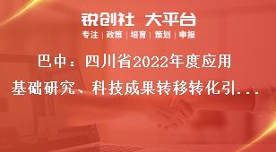 巴中：四川省2022年度應(yīng)用基礎(chǔ)研究、科技成果轉(zhuǎn)移轉(zhuǎn)化引導(dǎo)計(jì)劃項(xiàng)目申報(bào)單位要求獎(jiǎng)補(bǔ)政策