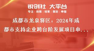 成都市龍泉驛區：2024年成都市支持企業跨臺階發展項目申報流程及資料要求獎補政策