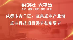 成都市青羊區：征集重點產業鏈重點科技項目需求征集要求獎補政策