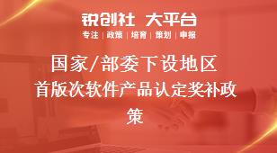 國家/部委下設地區首版次軟件產品認定獎補政策