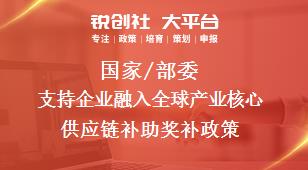 國家/部委支持企業融入全球產業核心供應鏈補助獎補政策