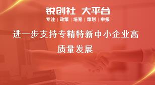 進一步支持專精特新中小企業高質量發展獎補政策