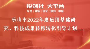 樂山市2022年度應(yīng)用基礎(chǔ)研究、科技成果轉(zhuǎn)移轉(zhuǎn)化引導(dǎo)計劃項目的項目咨詢與審核處室分工獎補政策