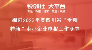 綿陽2023年度四川省“專精特新”中小企業申報工作要求獎補政策