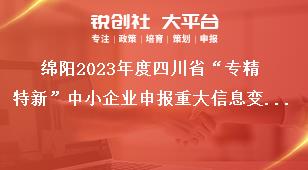 綿陽2023年度四川省“專精特新”中小企業(yè)申報重大信息變更獎補(bǔ)政策