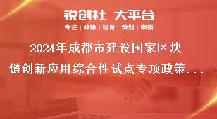 2024年成都市建設國家區塊鏈創新應用綜合性試點專項政策項目（第一批）申報工作工作要求獎補政策