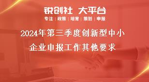 2024年第三季度創新型中小企業申報工作其他要求獎補政策