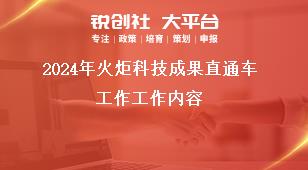 2024年火炬科技成果直通車工作工作內容獎補政策