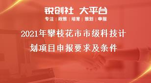 2021年攀枝花市市級科技計劃項目申報要求及條件獎補政策