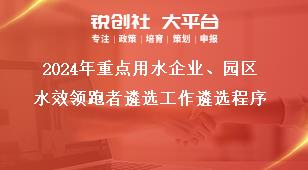 2024年重點用水企業(yè)、園區(qū)水效領跑者遴選工作遴選程序獎補政策