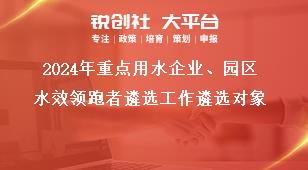 2024年重點用水企業、園區水效領跑者遴選工作遴選對象獎補政策