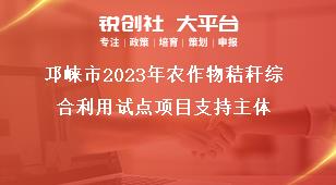 邛崍市2023年農(nóng)作物秸稈綜合利用試點項目支持主體獎補(bǔ)政策