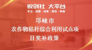 邛崍市農作物秸稈綜合利用試點項目相關配套獎補政策