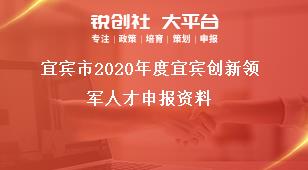 宜賓市2020年度宜賓創新領軍人才申報資料獎補政策